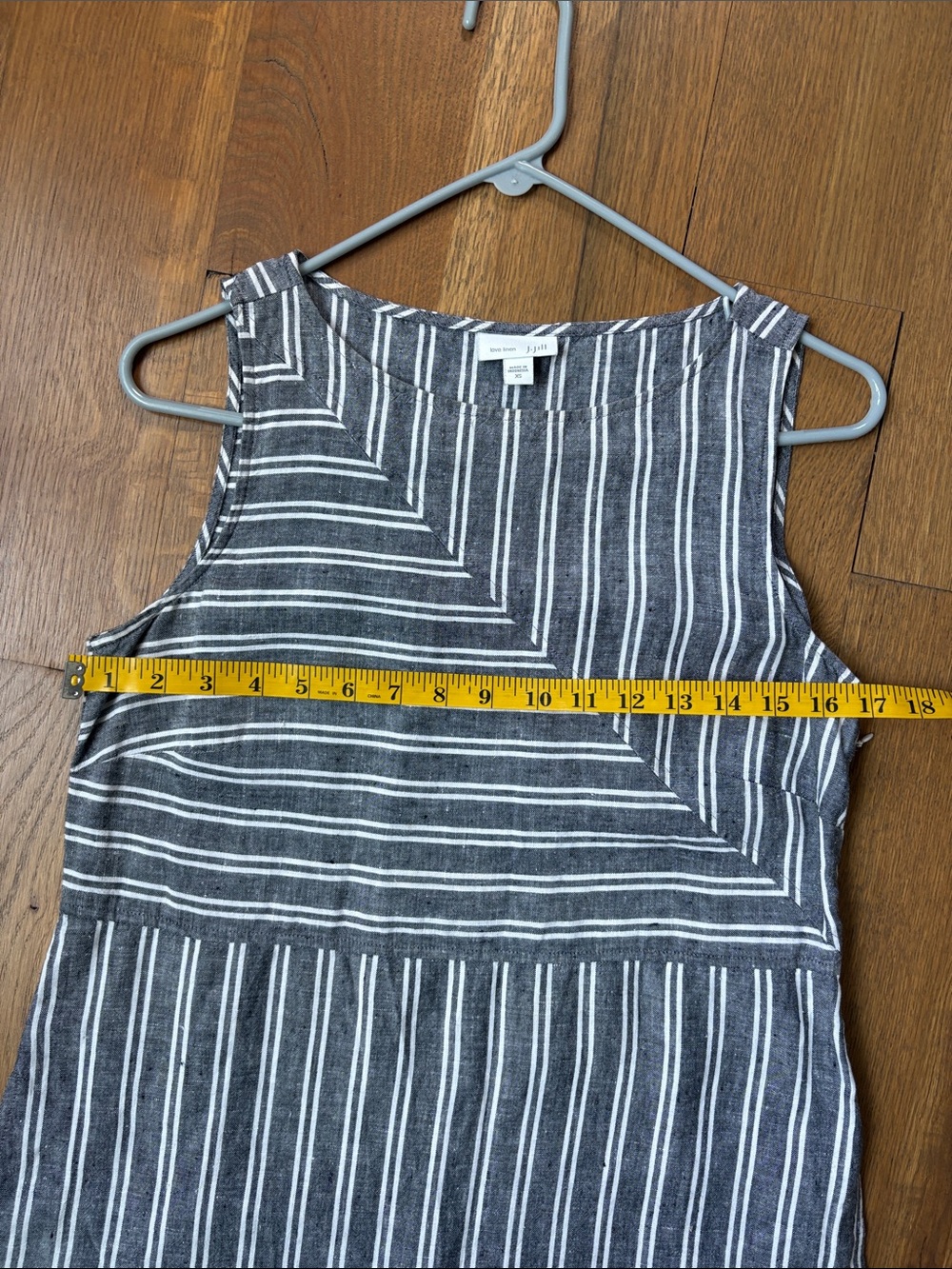 J. Jill Love Linen XS Striped Sleeveless Maxi Dress gray white minimalist EUC - Picture 11 of 13